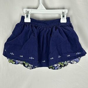 Janie and Jack Blossom Corduroy Navy Blue Floral Skirt -Size 3-6m